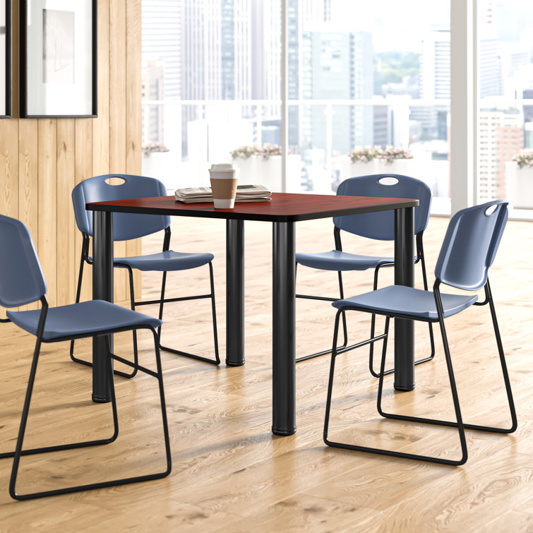 Kee Square Breakroom Table Top, 4 Zeng Stack Chairs