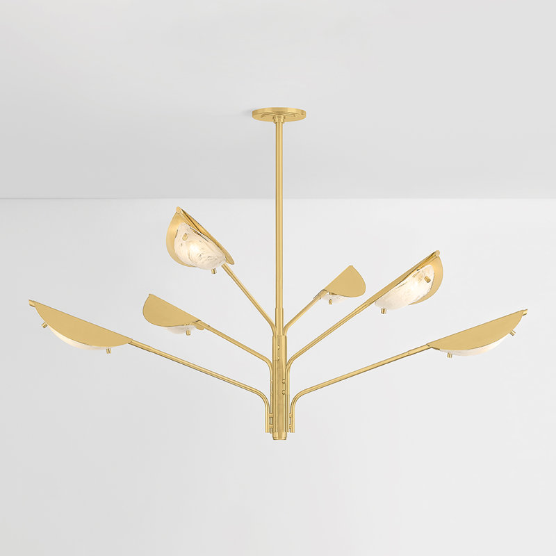 Levin Chandelier in Aged Brass, 6 Lights, 21.25" H x 54" W x 54" D