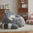 Giant Black Raccoon Compression Bean Bag With Detachable Tail, Fluffy Lazy Chair-1823642530