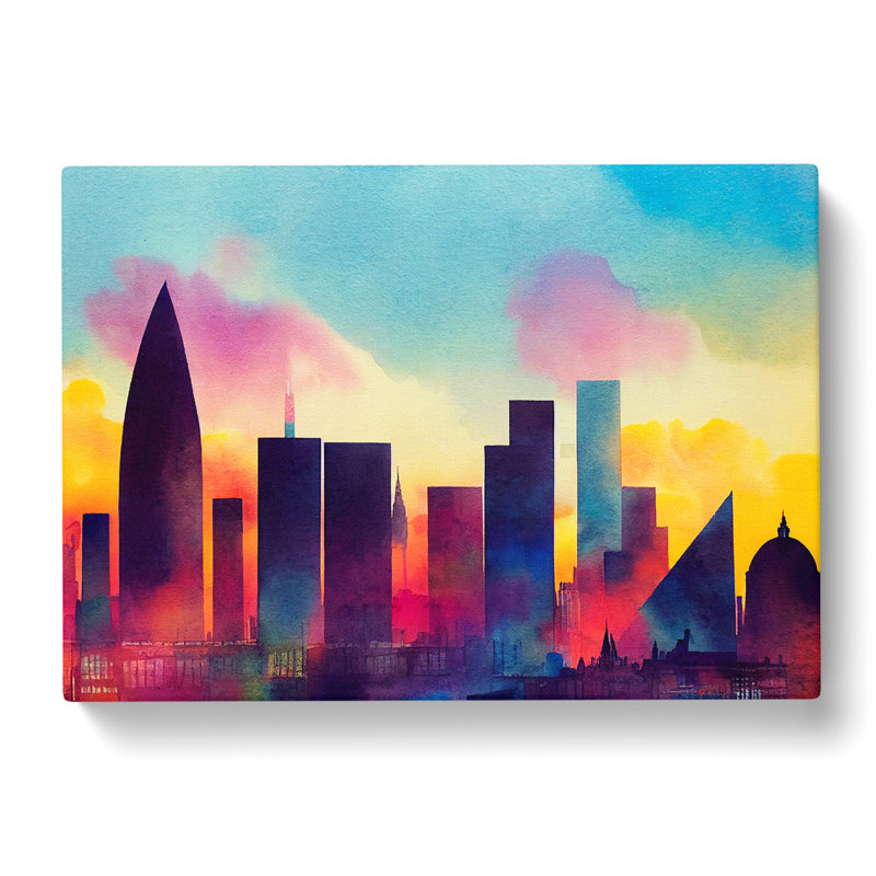 Watercolour London Skyline Vol.4 Abstract - Wrapped Canvas Print, 35cm H x 50cm W x 3cm D