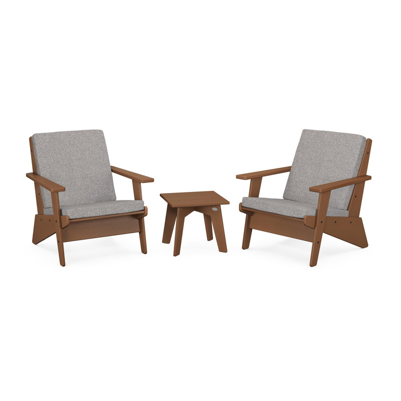 Riviera Modern Lounge 3-Piece Set, Teak, Gray Mist