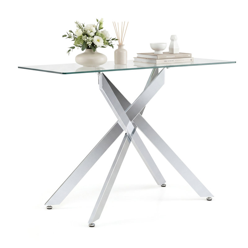 115cm Glass Top Console Table, Silver