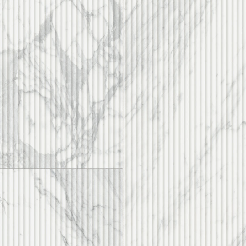 Reve Roseliere Deco 11-3/4 in. x 23-1/2 in. Porcelain Wall Tile, White/Gray