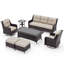 Ensemble de conversation de patio 7 pièces en osier toutes saisons avec chaises pivotantes et table basse en verre-176027089