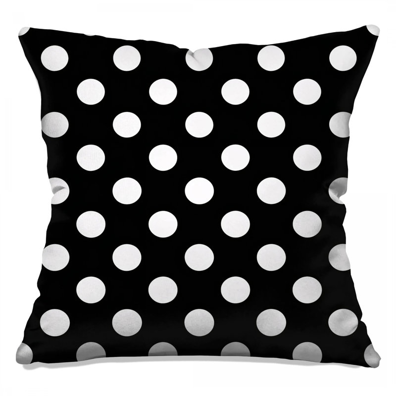 Black White Polka Dots Double Sided Throw Pillows, 16 x 16 inches