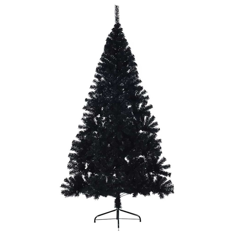 Artificial Pre-lit Christmas Tree PVC, Black/Gold, 210cm H