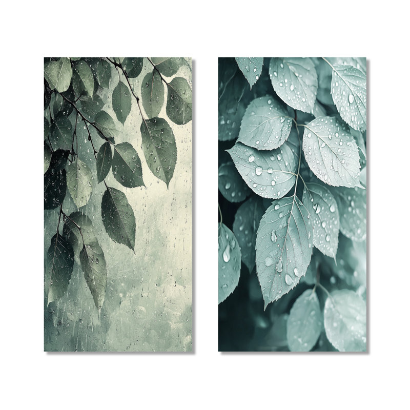«Rainy Day Leaves Collage I», ensemble d'art mural surdimensionné en métal surdimensionné, 40" H x 40" W