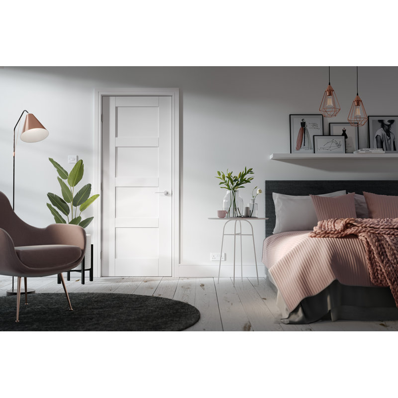 Shaker 4P Primed White Internal Door, 198.1cm H x 83.8cm W x 3.5cm D