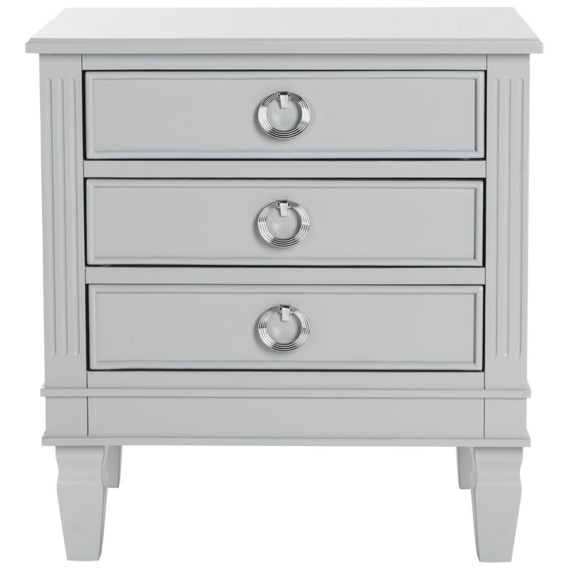 Aonesty 24'' W Solid Wood Nightstand, Gray
