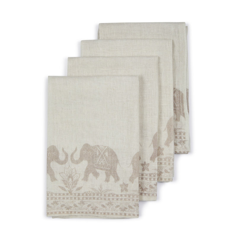 Garden Elephant Napkins (set of 4), Beige
