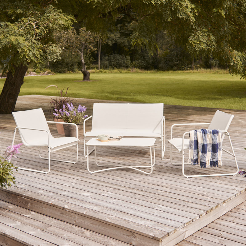 4 Person Seating Group with Textile Seats, Sandy Grey