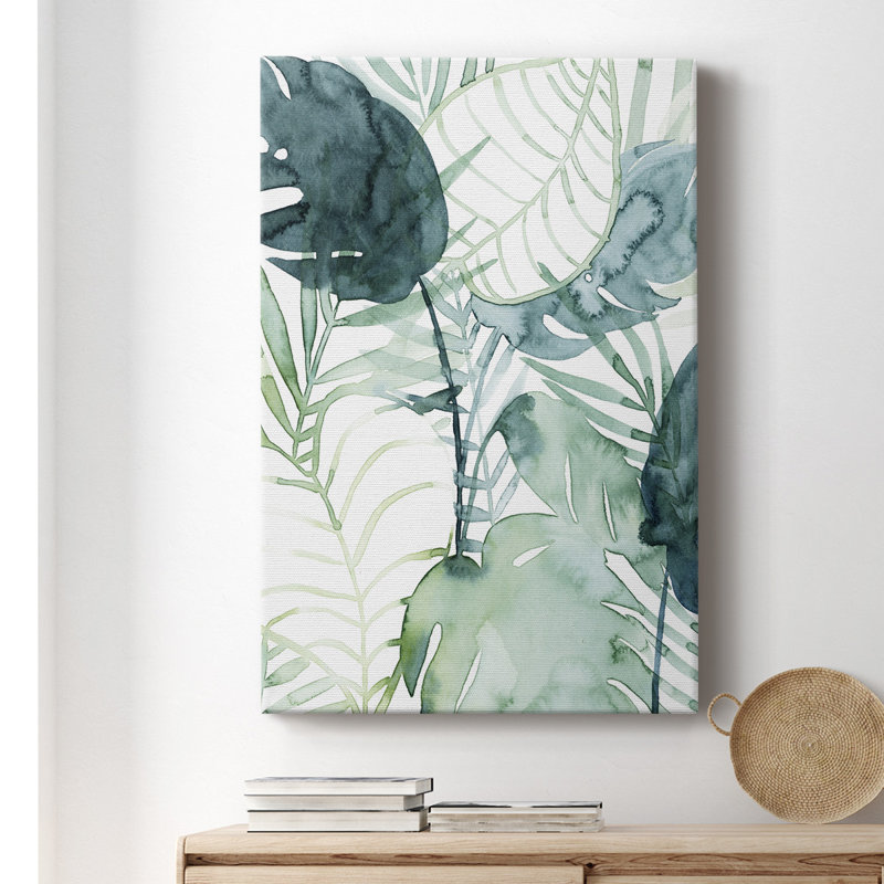 Palmier II - peinture sur toile tendue, H 18 po x l 12 po x P 1 po