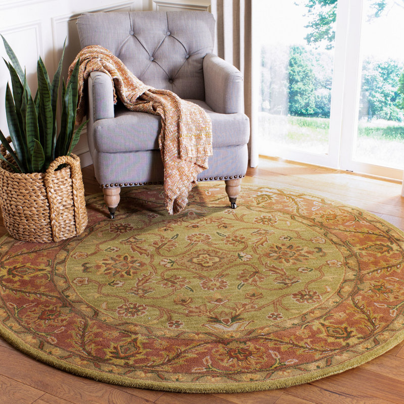 Santoyo Hand Tufted Wool Floral Rug, Round 2'6"