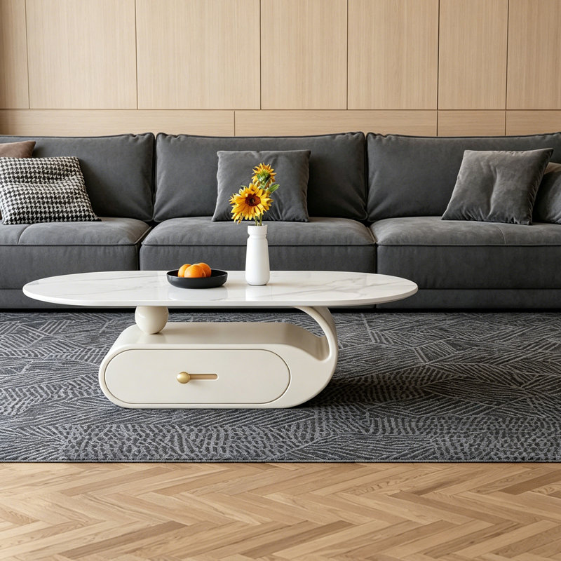 Mair, 16.14" H x 47.24" L x 23.62" W, Gris clair / blanc, Marble