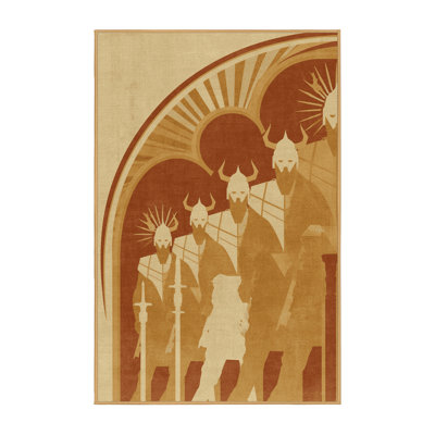 Soft Plush Dunklin Odins Chosen Warriors Art Deco Arc Area Rug in Brown – LightBrown Binding