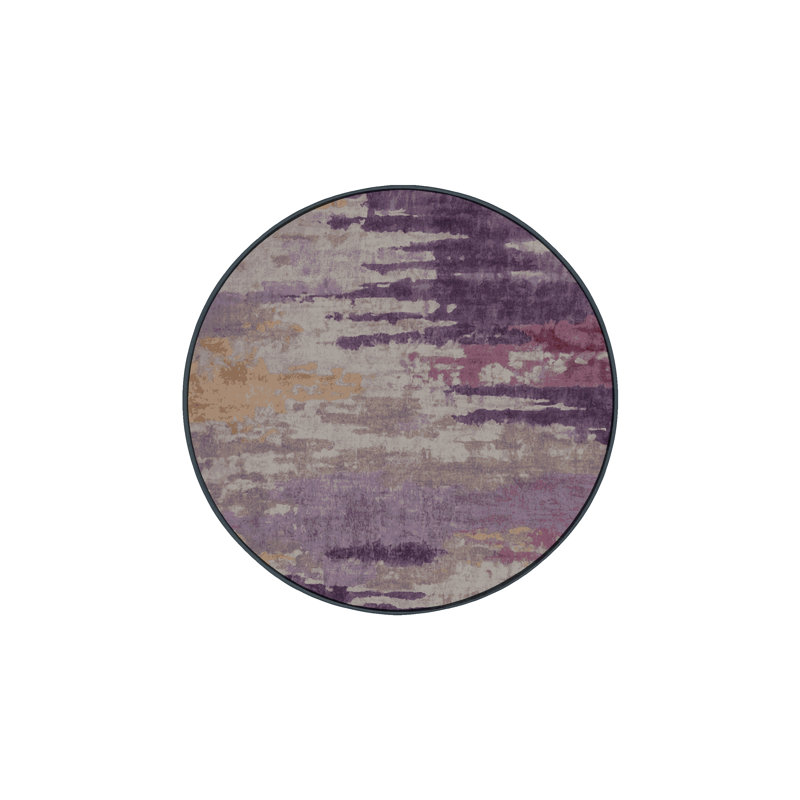 Tapis noir soyeux et moelleux, Rond 7 pi