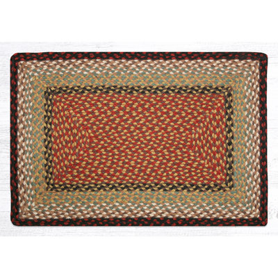  Handwoven Burgundy/Mustard Oblong Braided Rug – Natural Jute Accent Rug