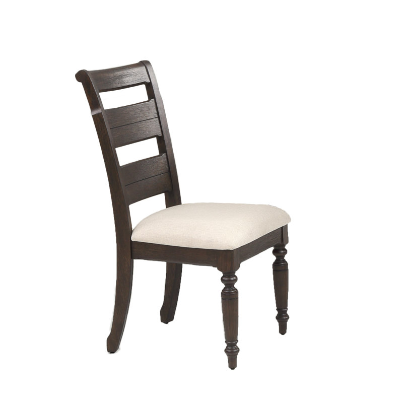 Chaise d'appoint Preciado à dossier échelle – Chaise de salle à manger en placage d'orme café