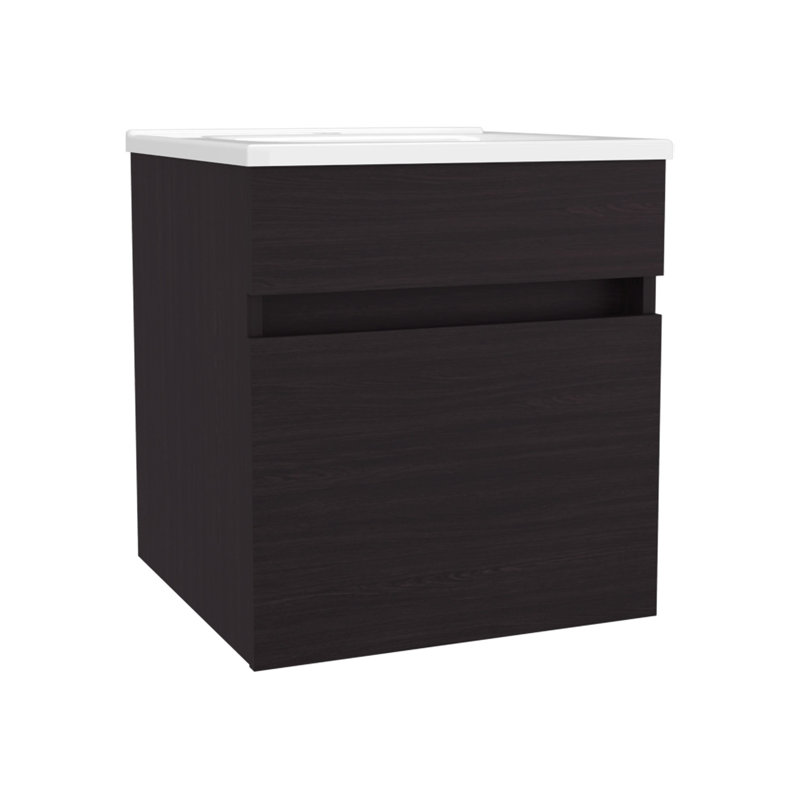 Ensemble de meuble-lavabo flottant mural, porte simple, lavabo intégré Finish Modern