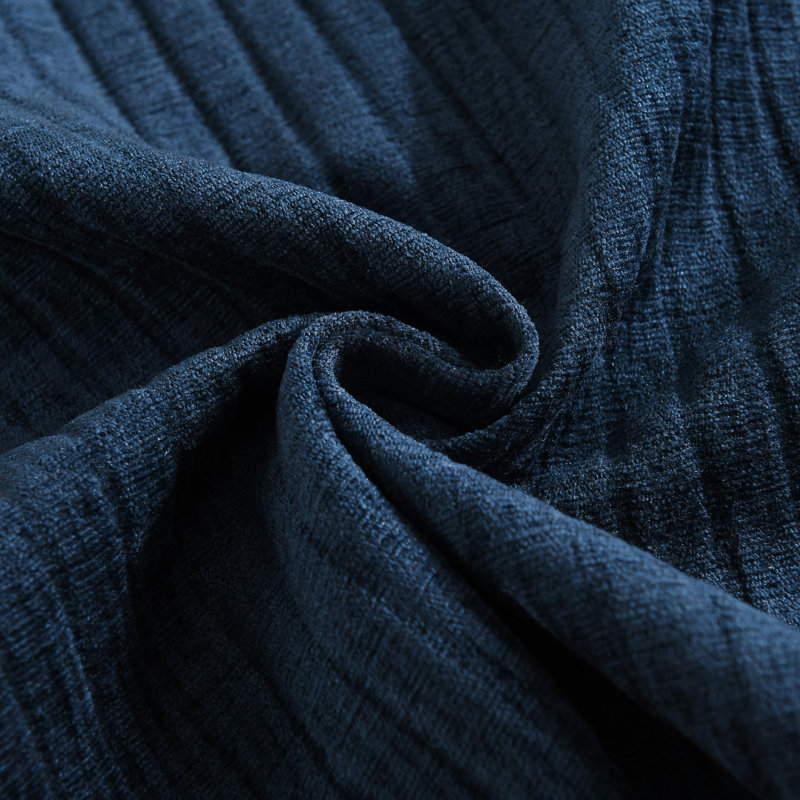 Soft Chenille Stripes Solid Cushion Cover Cozy Neutral Farmhouse Pillow Covers, Square 20", Navy