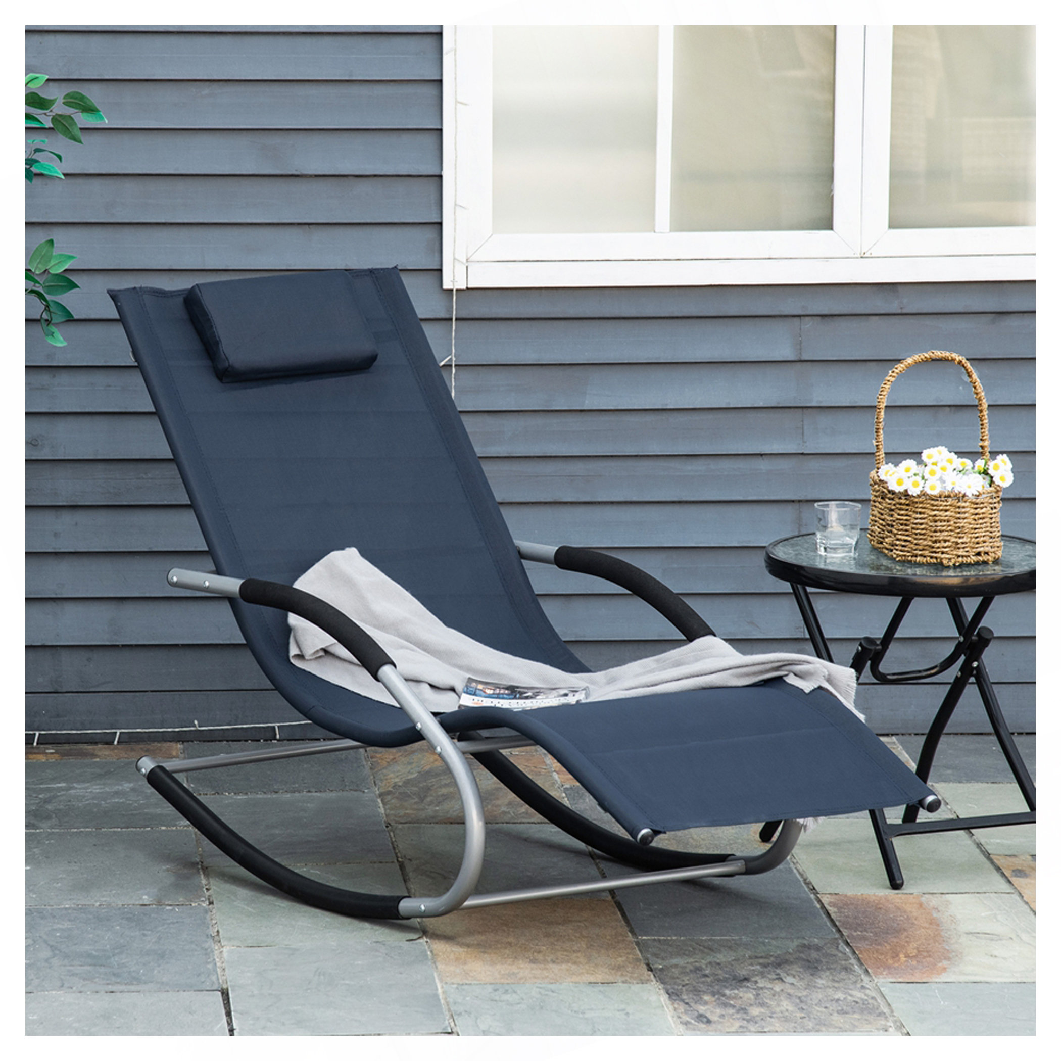 Wrought Studio Outsunny Zero Gravity Rocking Chair Outdoor Chaise ...