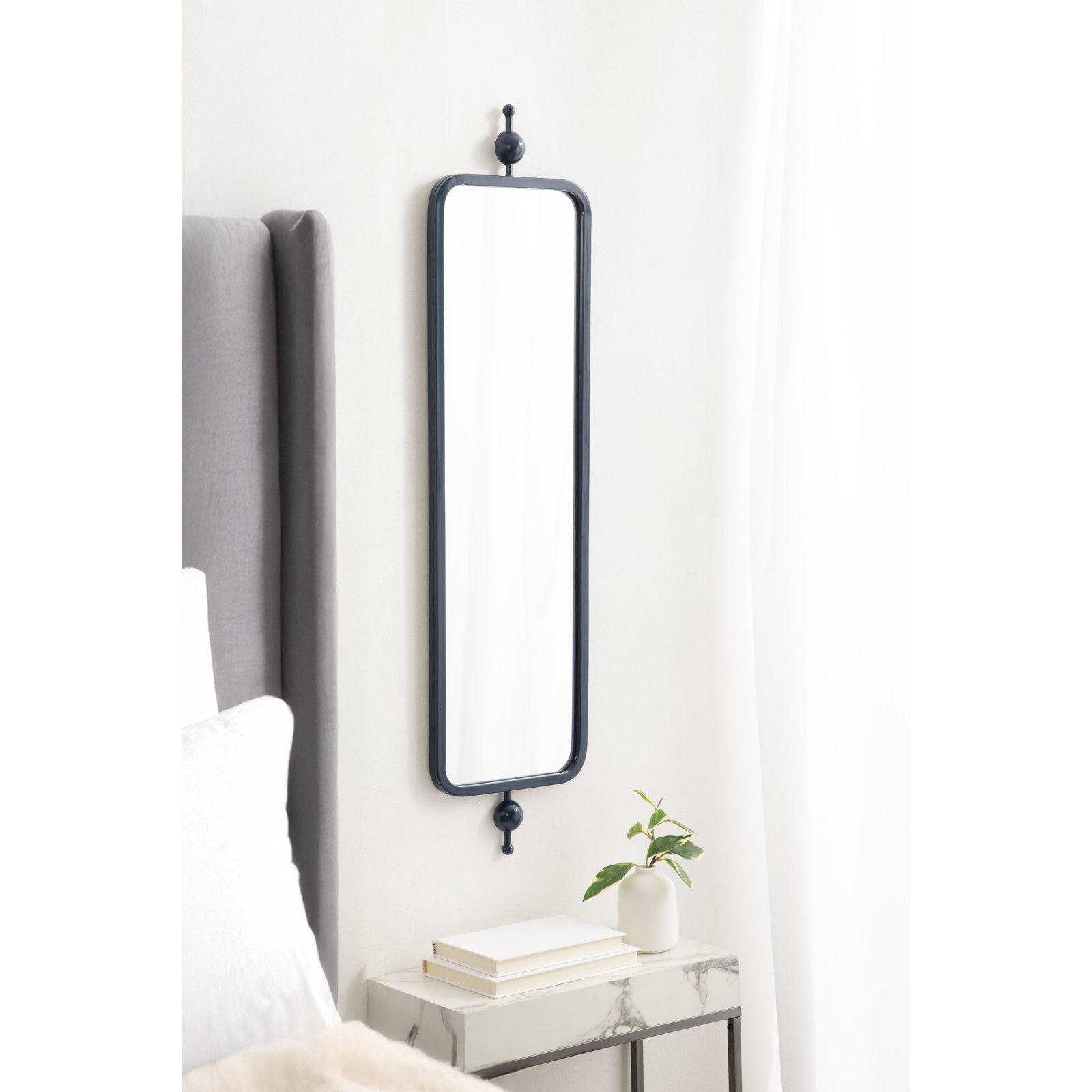 Kasota Rectangle Skinny Panel Mirror, 36" x 9", Navy