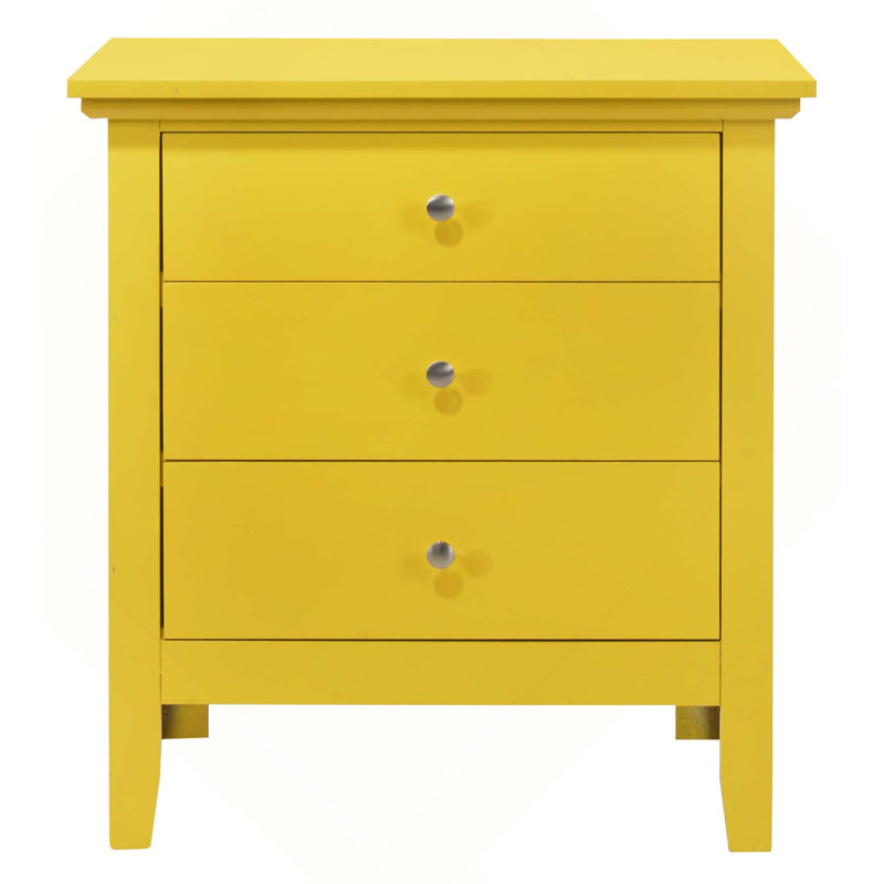 Table de chevet 3 tiroirs Contemporary Casual, Yellow