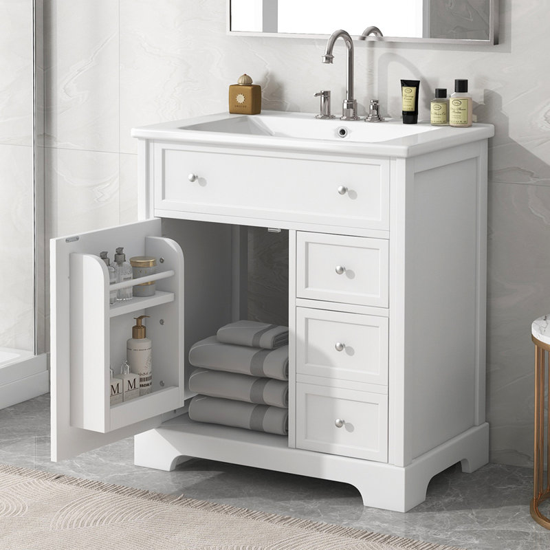 Meuble-lavabo 30 po avec comptoir d'évier, meuble-lavabo, Blanc