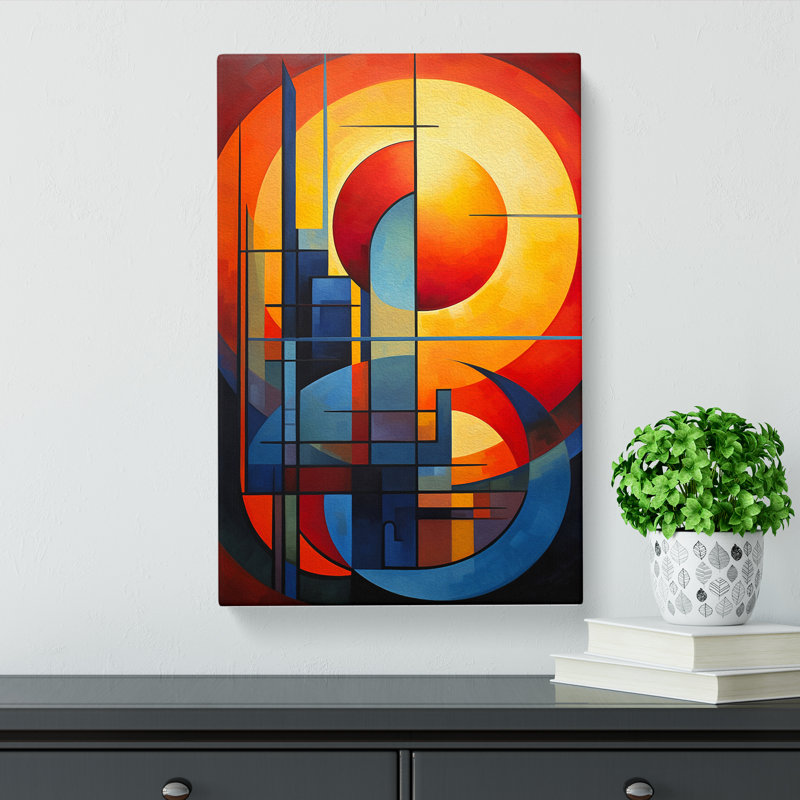 Deco Sunset Cubism No.2 - Wrapped Canvas, 60cm H x 40cm W x 3cm D