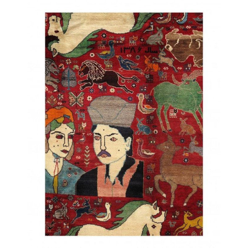 Tapis oriental rouge en laine / coton fait à la main 5 pi 11 po x 8 pi 4 po Oriental