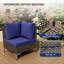 Ensemble de conversation 5 pièces en osier, canapé modulaire d'extérieur Boho avec coussins épais résistants à l'eau et table basse, brun / bleu
