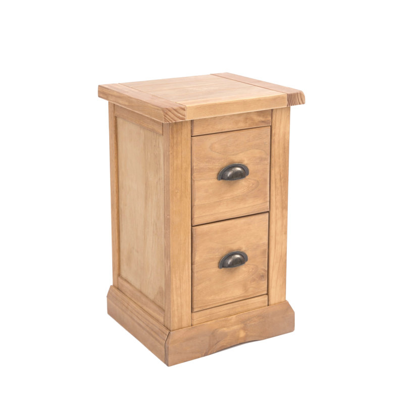 Pittsford 35cm W Bedside Table, Brass Cup, Waxed