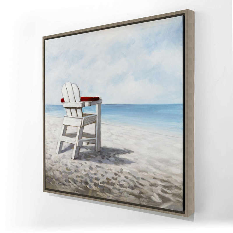 Art sur toile, chaise de plage blanche