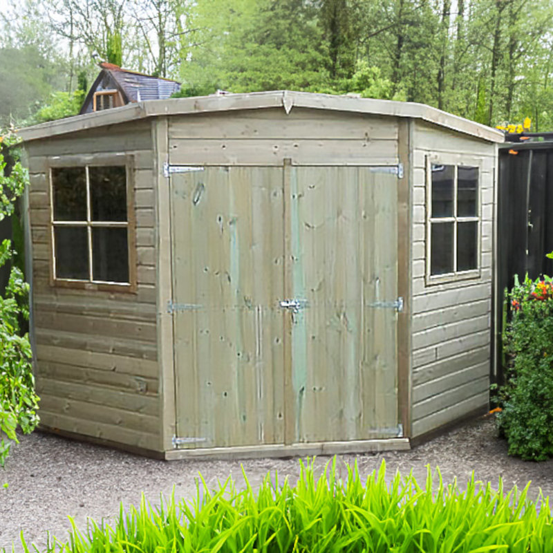 Corner Shed Shiplap with Double Doors, Yes, Pressure Treated, 7ft. x 7ft.