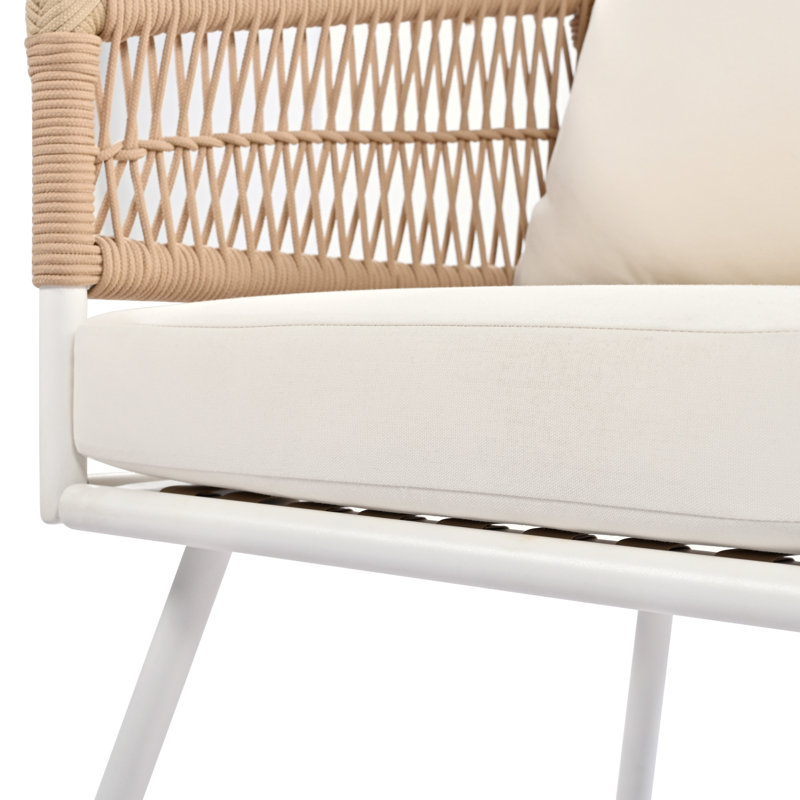 Ensembles de salle à manger en corde, table en bois d'acacia et coussins profonds Boho