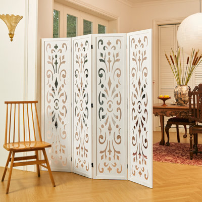Paravent classique sculpté - Paravent pliable en bois 5,75 pi