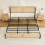 Structure de lit Boho avec tête et pied de lit en rotin naturel-1009104494-1009104488