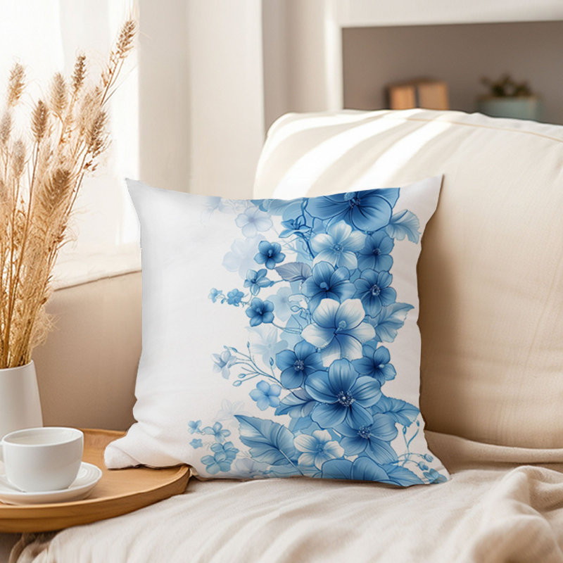 Floral Blue Flowers Modern, 18"H x 18"W