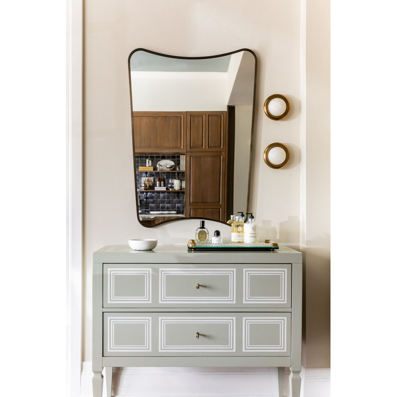 Iris Brass Framed Wall Mirror, 40" x 29"
