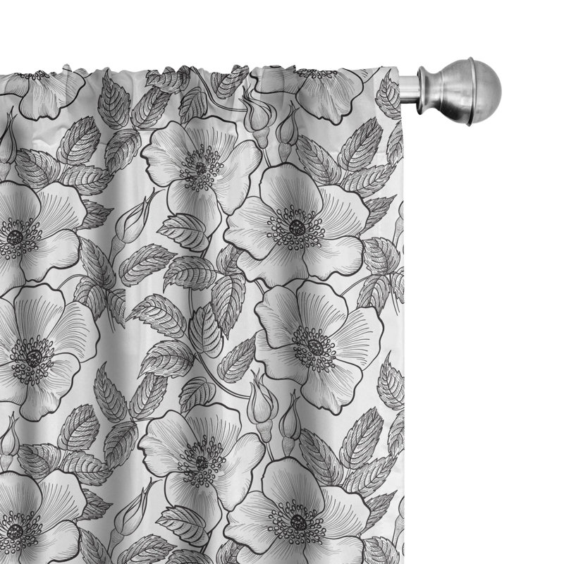 Floral Semi-Sheer Rod Pocket Curtain Panels, 28" x 95"