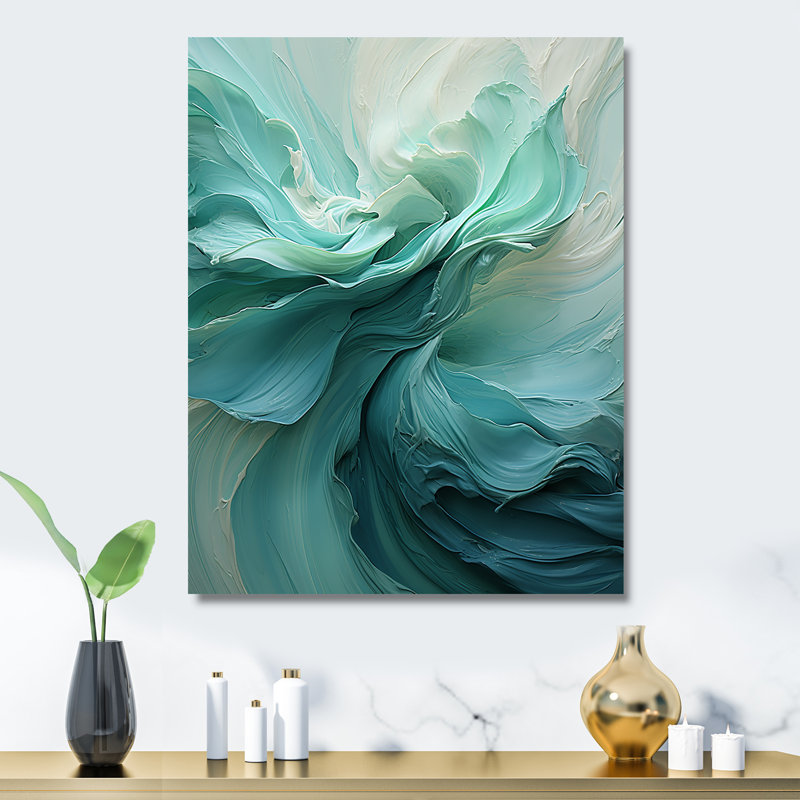 Vert et blanc, encre douce spirales - spirales abstraites, art mural en métal, H 40 po x l 30 po x P 1,5 po