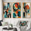 3 pièces sur toile - Explorations géométriques abstraites orange-636030203-636030206
