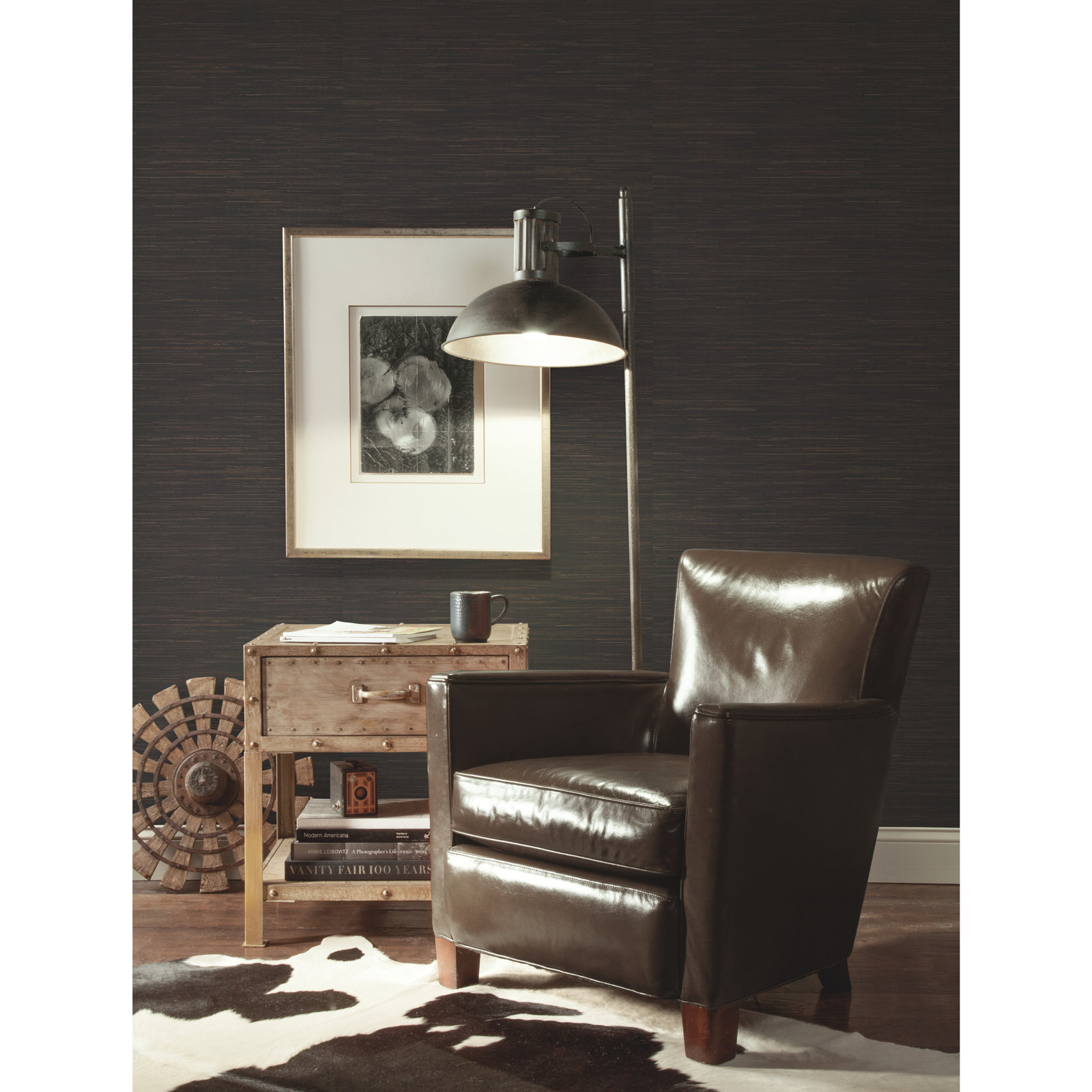 Wallace Grasscloth Wallpaper Double Roll, Black
