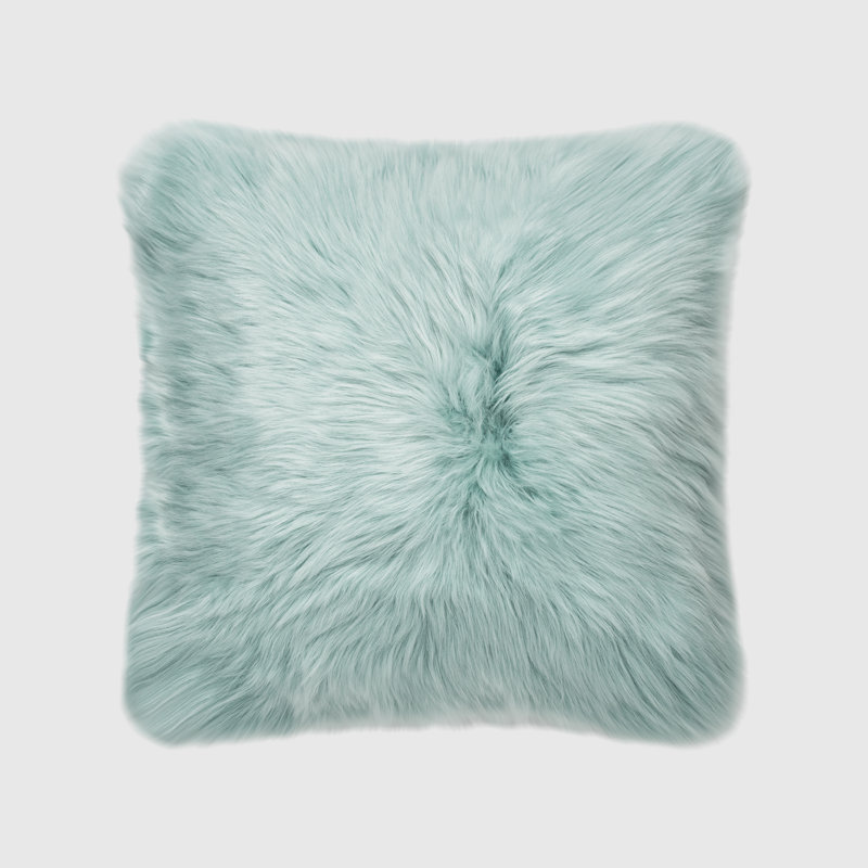 Fieldman Leather Reversible Throw Pillow, 18" x 18", Eggshell Blue