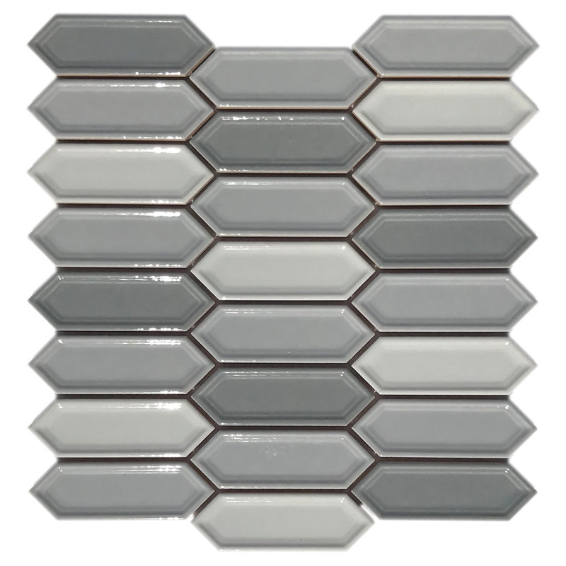 1.2" x 4.2" Porcelain Brick Joint Mosaic Floor Use Tile, Gray