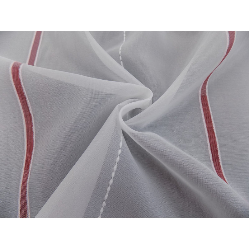 Canadice Semi Sheer Curtain Single Panel, 300 W x 145 D cm, Red/White