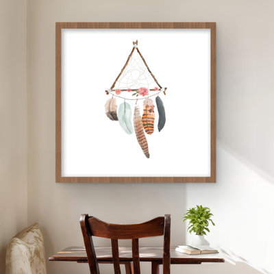 Triangular Dream Catcher Framed Matted Print Decor