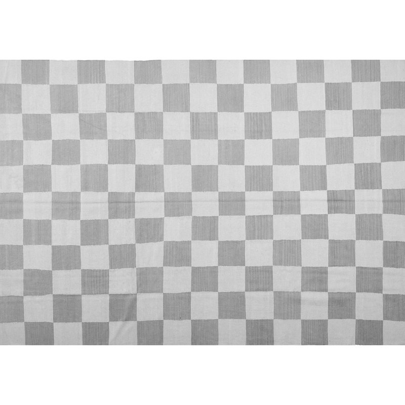 Sydnee Checkered Machine Woven Area Rug in Gray, Rectangle 2' x 4'