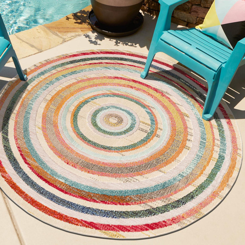 Wrought Studio Taghazout Marelda Indoor/Outdoor Area Rug, Round 6'1"