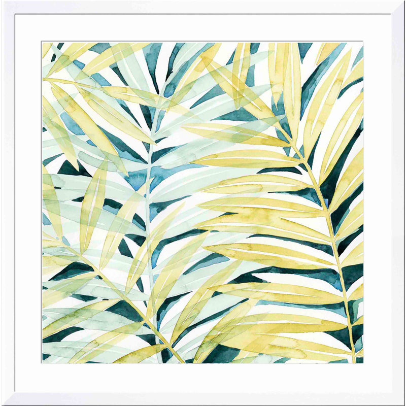 «Sunlit Palms I» par Grace Popp - peinture encadrée, H 12 po x l 12 po, Blanc